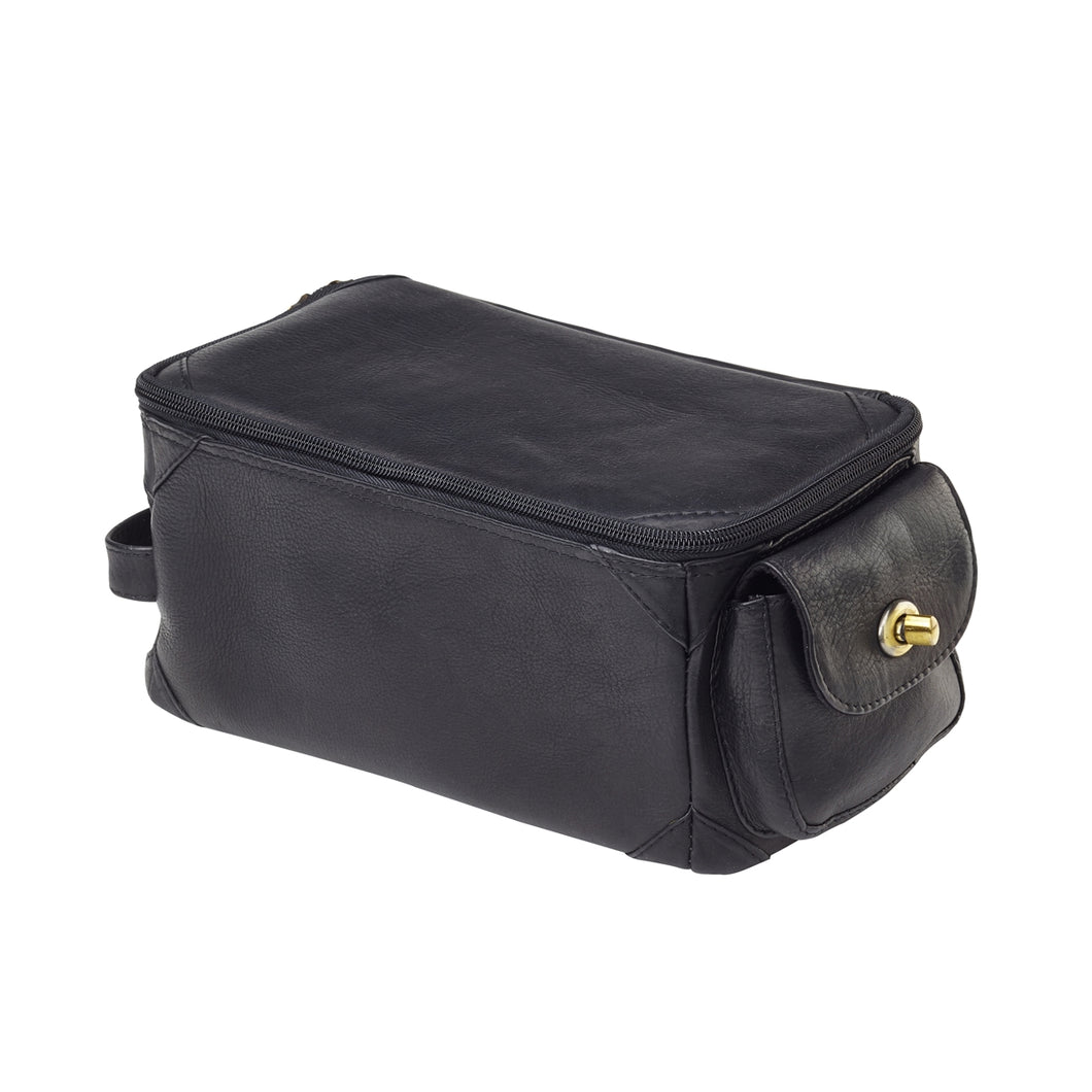 Oversized Leather Turnlock Pocket Travel and Accessory Case