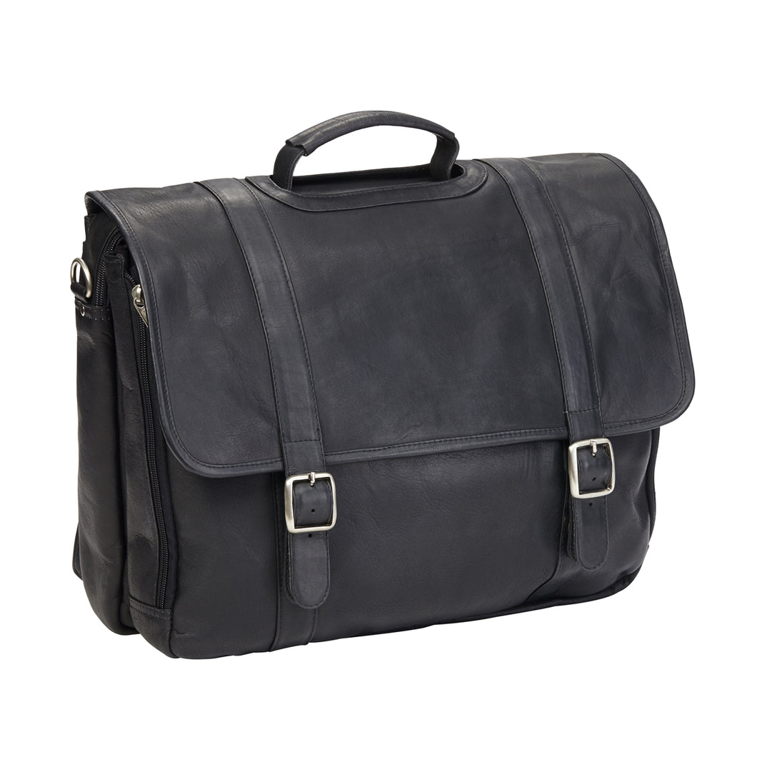 Leather Gusset Laptop Briefcase by Clava