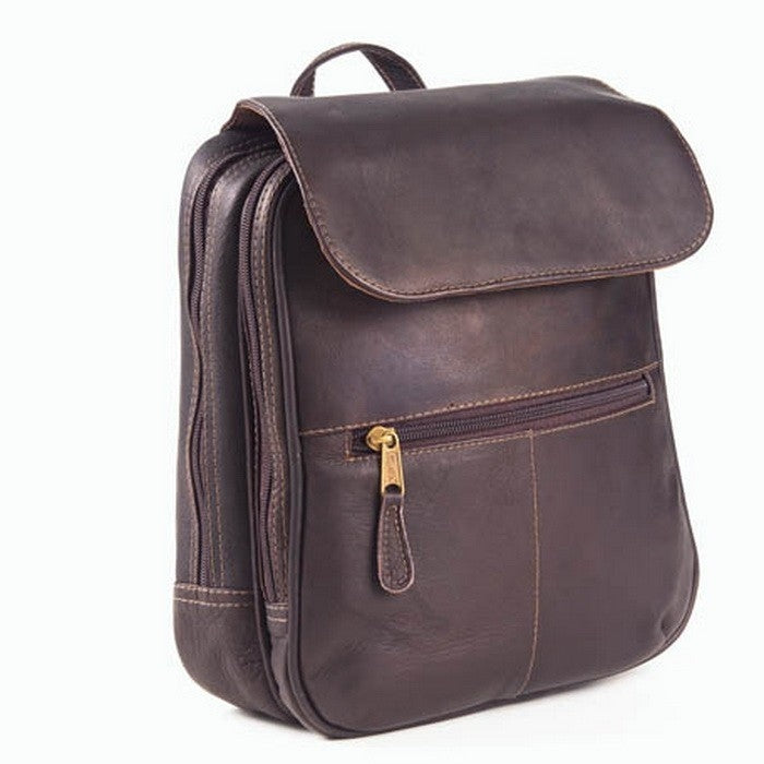 Leather Flap Organizer Backpack