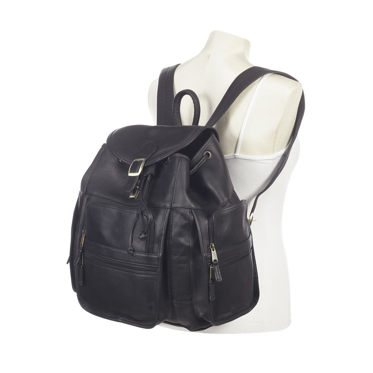 XL Leather Backpack - Drawstring & Flap Closure | Clava