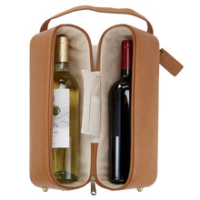 Load image into Gallery viewer, Leather Two Wine Bottle Holder
