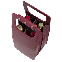 Load image into Gallery viewer, Leather Four Bottle Wine Carrier