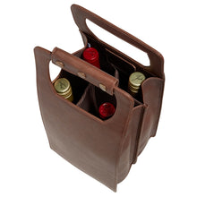 Load image into Gallery viewer, Leather Four Bottle Wine Carrier
