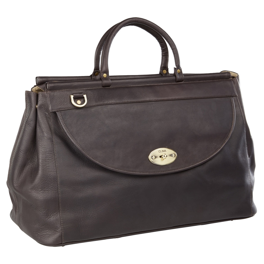 Leather Wanderlust Turnlock Carpet Bag