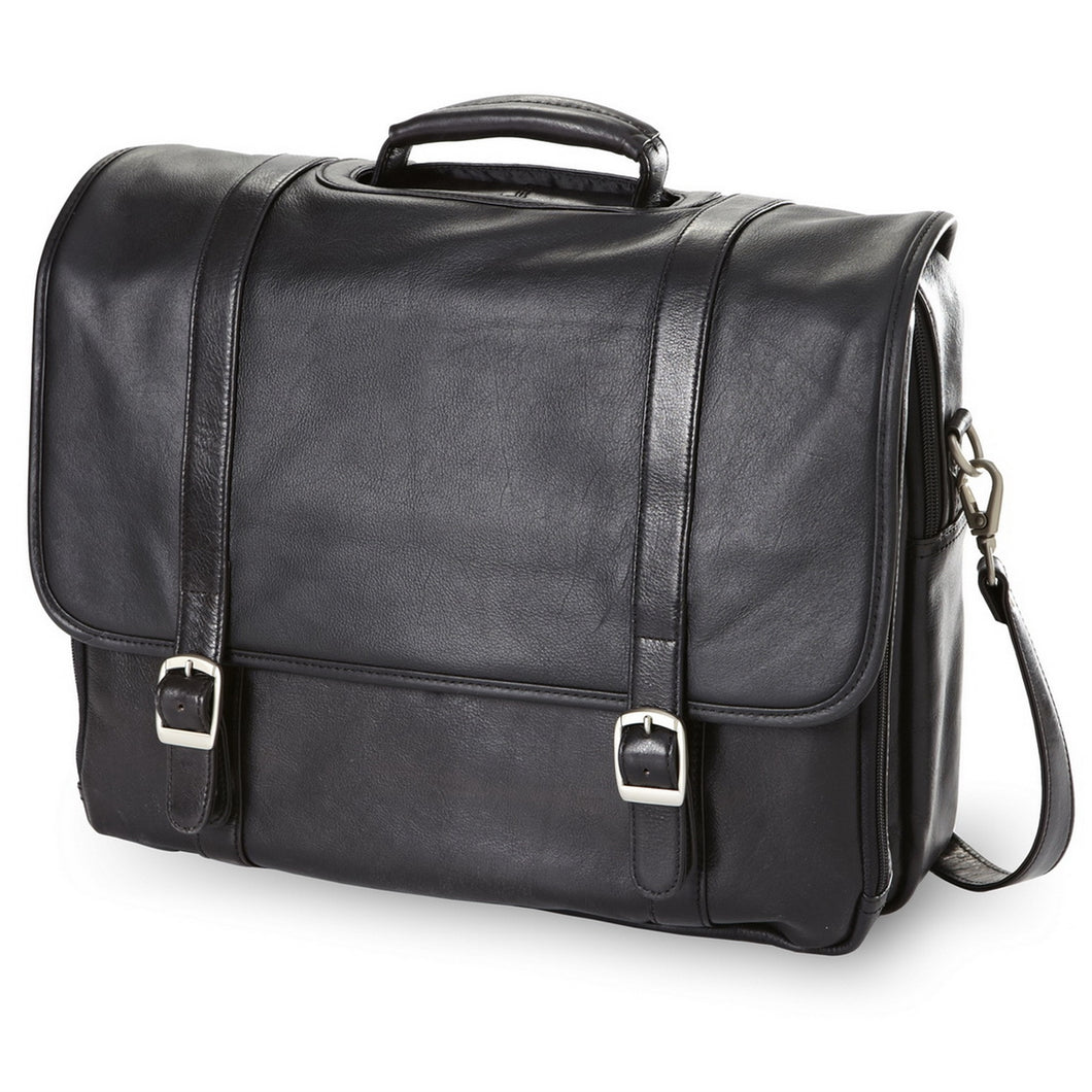 Executive Leather Flap Laptop Briefcase