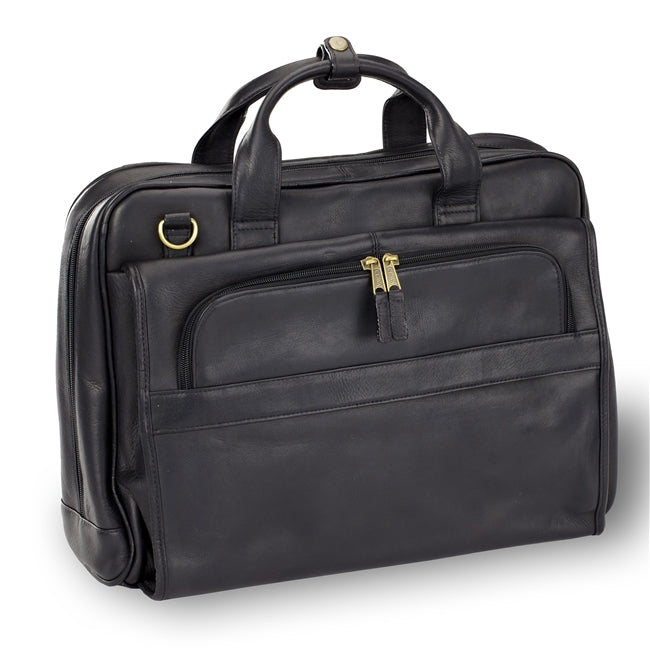 Clava Leather Top Handle Accordian Brief Vachetta Black