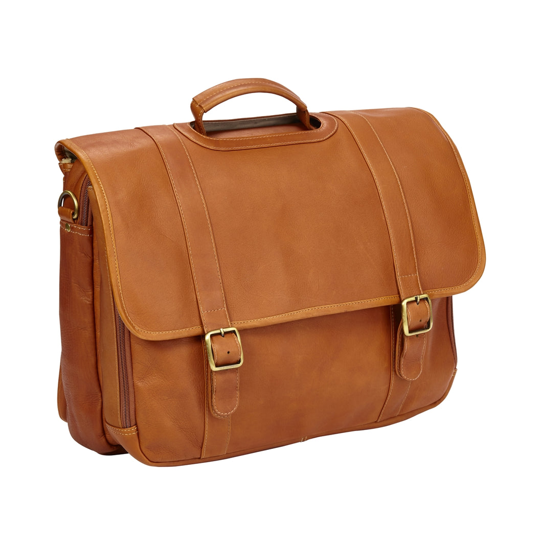 Leather Gusset Laptop Briefcase by Clava