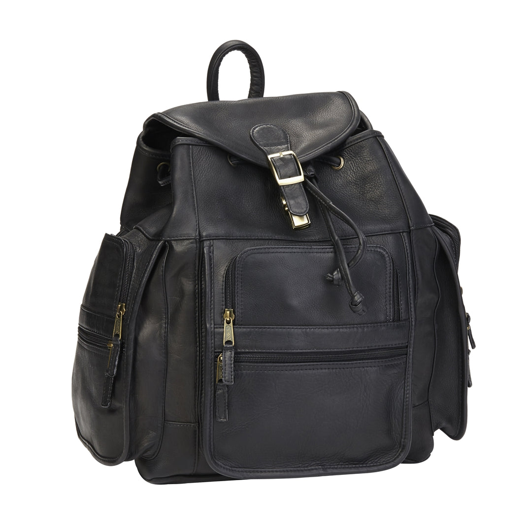 black leather drawstring backpack laptop Clava XL Leather Backpack