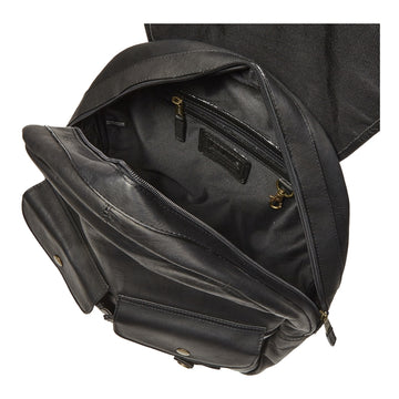 clava black leather drawstring backpack Leather Rucksack