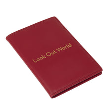 Load image into Gallery viewer, Leather Passport Wallet with Assorted Typography Travel Quotes
