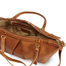 Load image into Gallery viewer, Leather Pleated Ziptop Shoulder Bag
