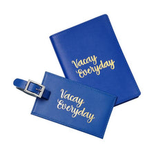 Load image into Gallery viewer, Leather Travel Set with Quote - CL Blue
