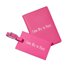 Load image into Gallery viewer, Leather Travel Set with Quote - CL Hot Pink

